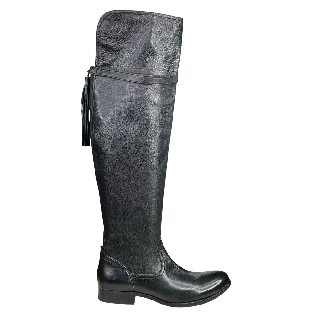 Frye Women’s Shirley Black Leather Over The Knee Riding Boot Size US 7.5